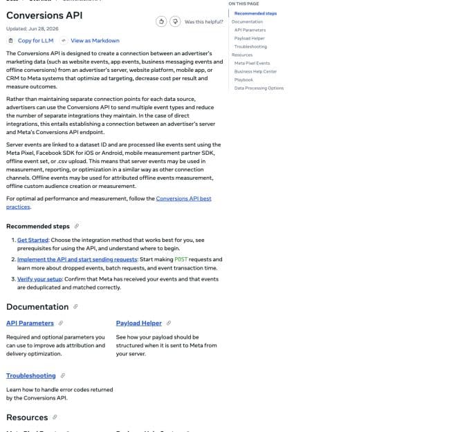 Meta Conversions API 공식 개요